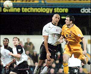 Francis Jeffers heads in the equaliser