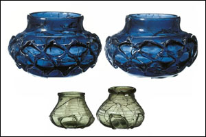 Four glass pots