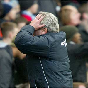 Man City boss Kevin Keegan reacts after a great save by Birmingham keeper Maik Taylor