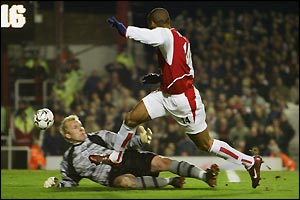Thierry Henry nudges the ball home to open the scoring