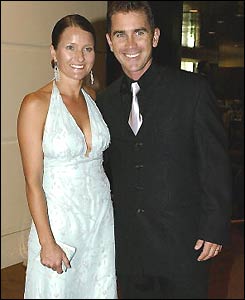 Justin Langer with wife Sue 