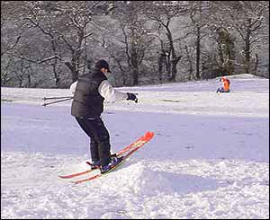 Matt Davies shows off his skiing skills