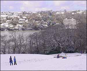 The view from upper Bangor across the Menai Straits