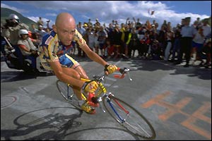 Marco Pantani and team Mercatone Uno in action during stage 13 of the 1997 Tour de France 
