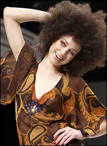 Huge afros completed the look in Ronit Zilkha's show