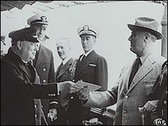 Churchill and Roosevelt on board Augusta