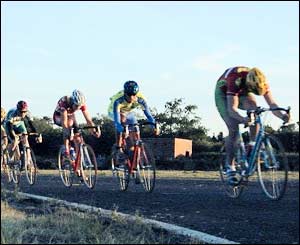 Cyclists racing at Pembrey Motoracing Track, captured in action by Hywel Evans