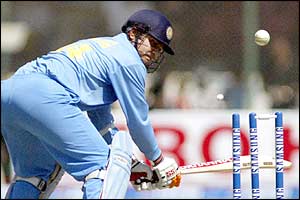 Virender Sehwag is bowled by Naved-ul-Hasan for 79 