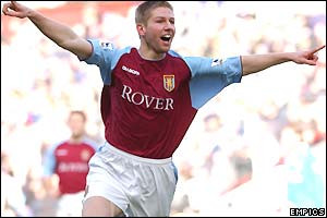 Thomas Hitzlsperger celebrates his goal against Birmingham