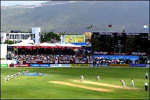 England's field setting against West Indies