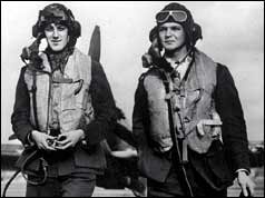 Two RAF pilots in flying gear