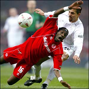 Joseph-Desire Job is fouled by Emerson Thome in the box