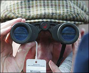 A spectator watches as Carl Llewellyn rides Fundamentalist to victory