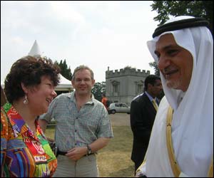 Prince Turki Al Faisal talking to guests at 'Saudi Arabian Day - A Summer Celebration' held in Syon Park, Brentford