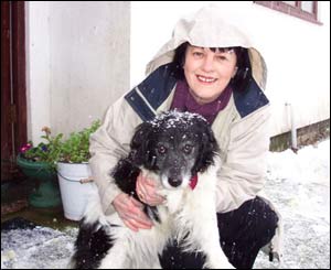 Wilf Jones of Brynrefail, Caernarfon sent this picture of his partner Janet with Sali, her 15-year-old sheepdog in the snow 