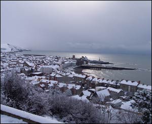 Liam, who is studying at Aberystwyth University, captured the town under a blanket of snow