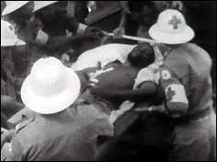 Casualty is taken off an ambulance