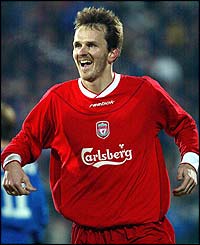 Dietmar Hamman celebrates scoring for Liverpool