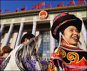 Delegates outside the Great Hall of the People