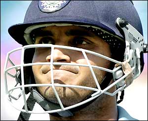 Indian captain Sourav Ganguly looks disappointed after being dismissed