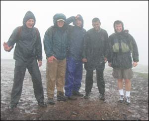 Peter Anderson from Seattle and university students from London atop Pen y Fan in the Brecon Beacons