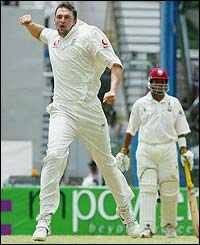 Harmison celebrates after removing Brian Lara