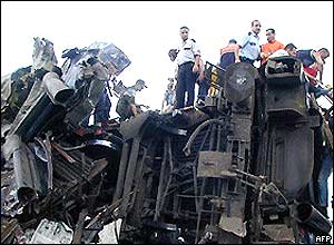 Train wreckage near the village of Tavsancil, in north-west Turkey