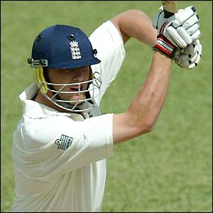 Andrew Flintoff plays a drive