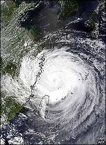 Satellite image showing the typhoon hitting Chinese coast