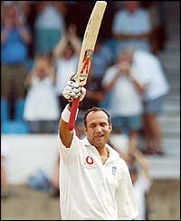 Mark Butcher celebrates victory