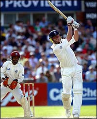 Andrew Flintoff smashes a huge six