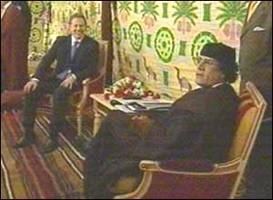 Tony Blair (left) with Muammar Gaddafi 