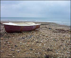 Boat on the beach at Charmouth