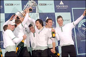The Cambridge team celebrate their victory