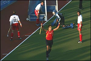 Spain's Pablo Pol Amat celebrates his goal 