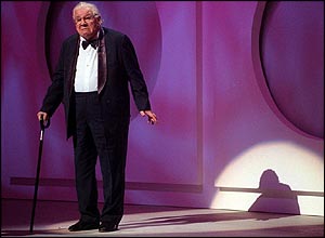 Sir Peter Ustinov on stage during the Princes Trust Comedy Gala in 1998
