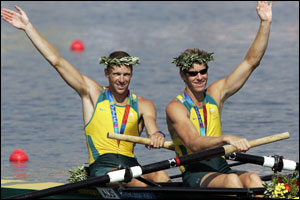 Drew Ginn and James Tomkins salute their fans
