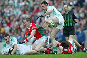 James Sherry and Stephen Maguire of Fermanagh in action