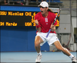 Nicolas Massu wins the men's tennis final
