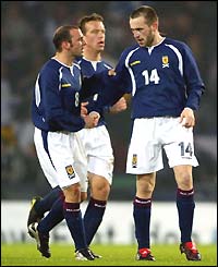 James McFadden reacts to his goal against Romania
