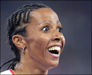 A wide-eyed Kelly Holmes