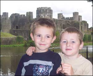 Debbie from Church Village took this picture of her sons Jordan and Samuel outside Caerphilly Castle
