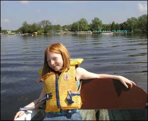 Nick Morgan's daughter Sarah from Caerleon enjoying a trip on Llangors Lake
