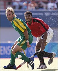 South Africa's Craig Fulton battles Ahmed Mohamed of Egypt