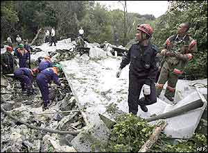 Wreckage of Russian plane