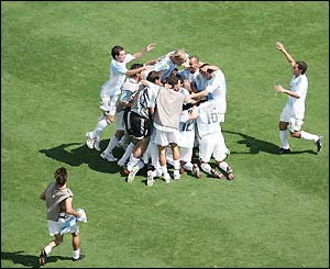 Joyous scenes of celebration for Argentina who win the football gold medal
