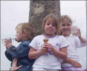 Osian and Ciara Owens (left and centre) and Ellen Smith on a visit to St Davids (Adrian Owens)