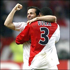 Monaco players celebrate after beating Real Madrid on aggregate