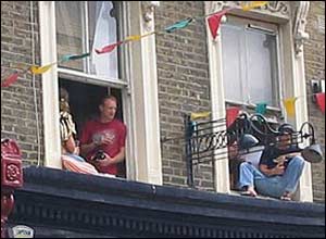 People watching from their windows