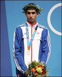 Amir Khan gets his silver medal in the men's lightweight division